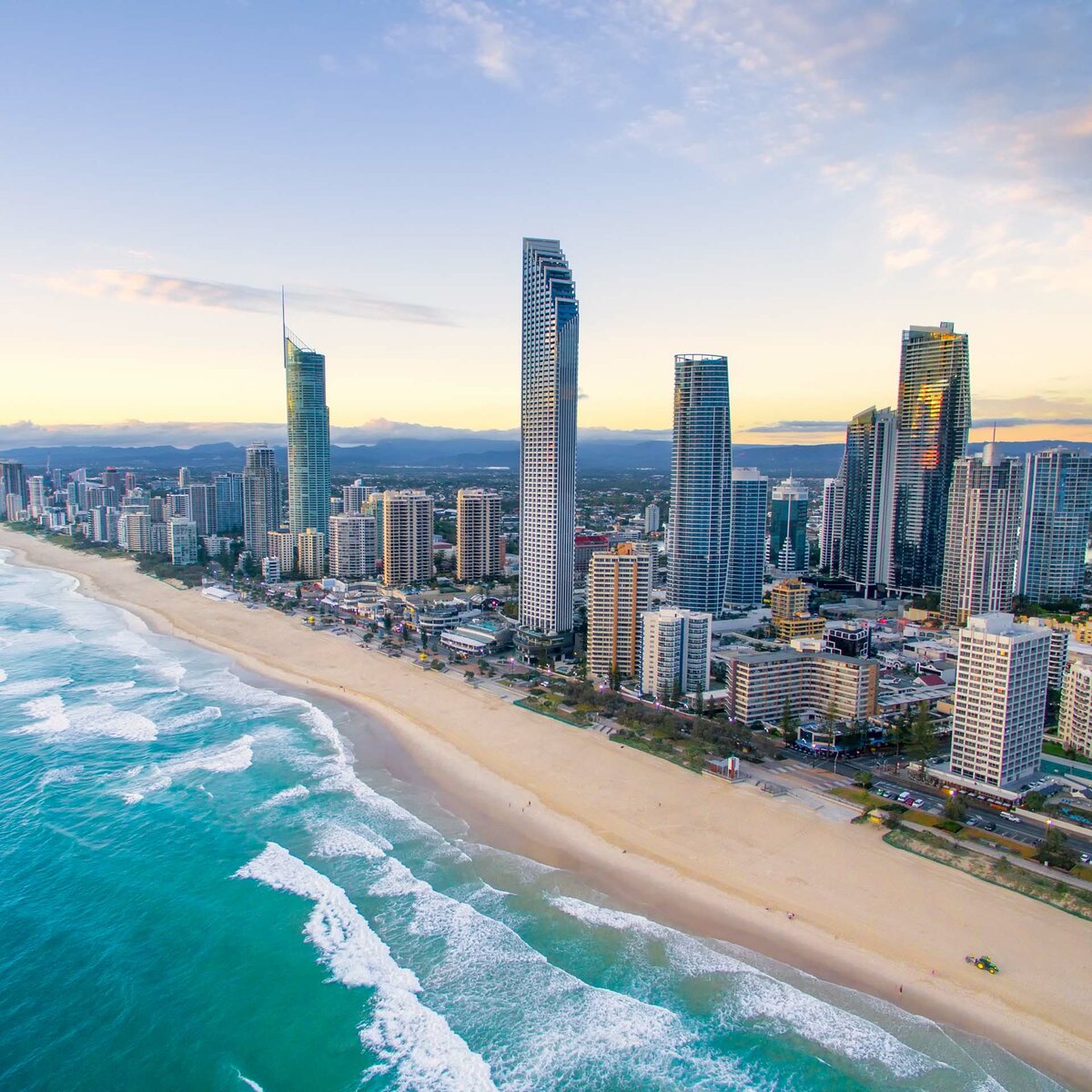 An aerial view of Surfers Paradise on the Gold Coast, Australia